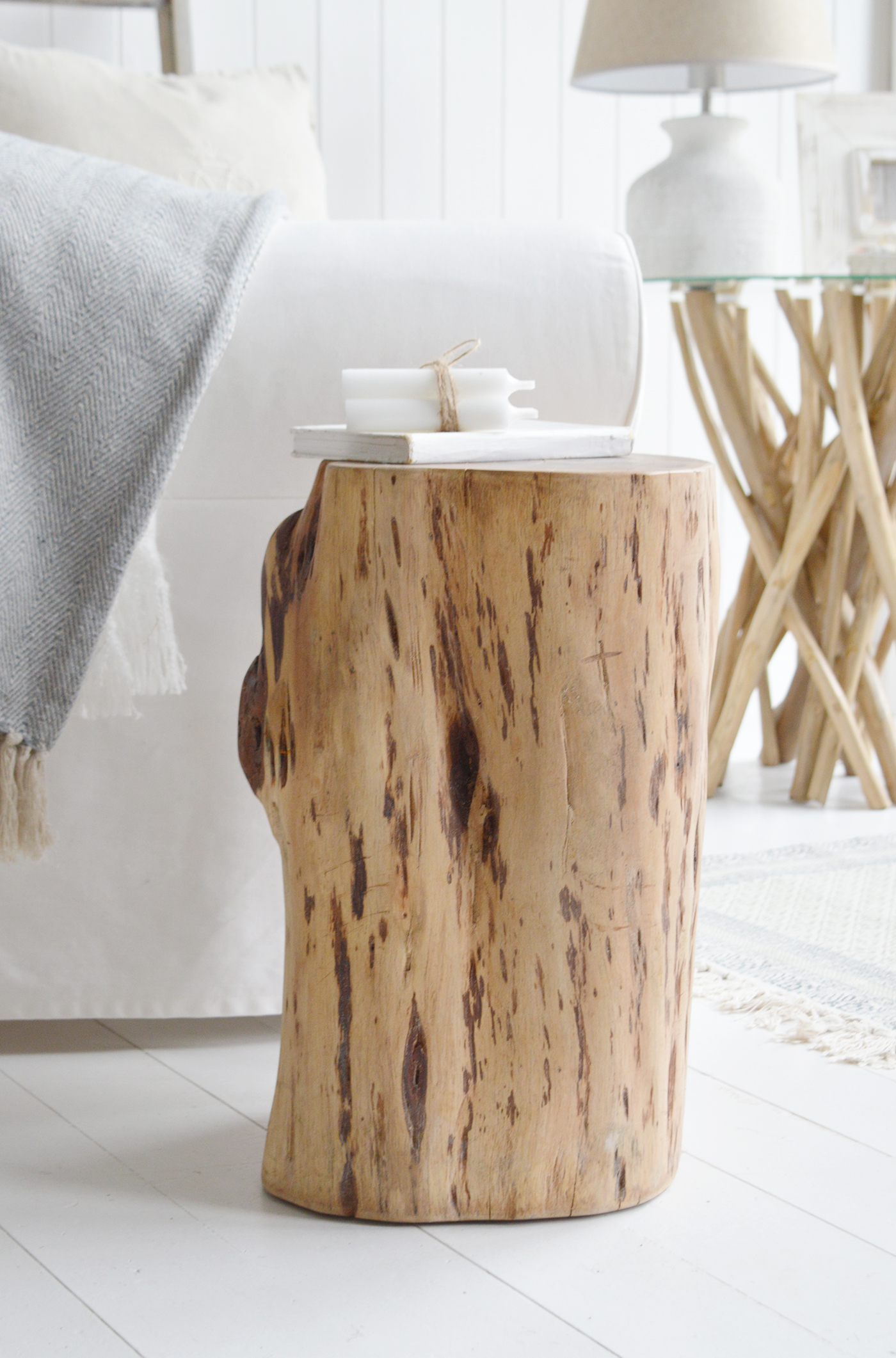 The Barker wooden side, lamp, or bedside table for coastal furniture from The White Lighthouse. new England and Hamptons interiors and furniture for beautiful homes in coastal and country home interiors