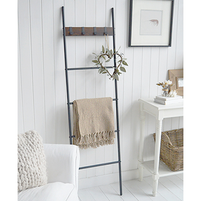 A versatile blanket ladder designed to complement coastal, New England and modern country interiors while adding practical, stylish storage for throws and textiles.