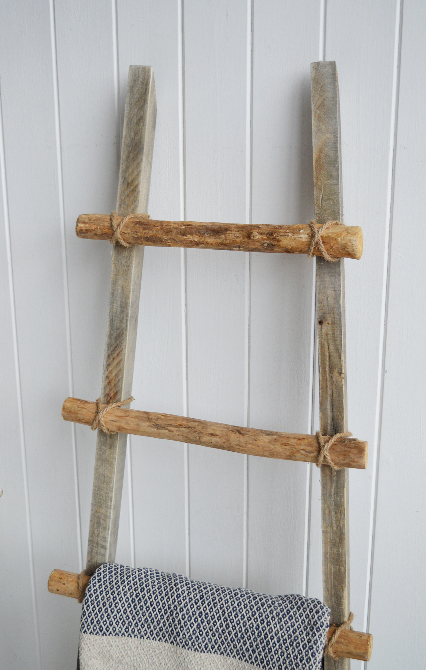 Grey Wooden Ellington blanket ladder coastal beach house and Hamptons furniture