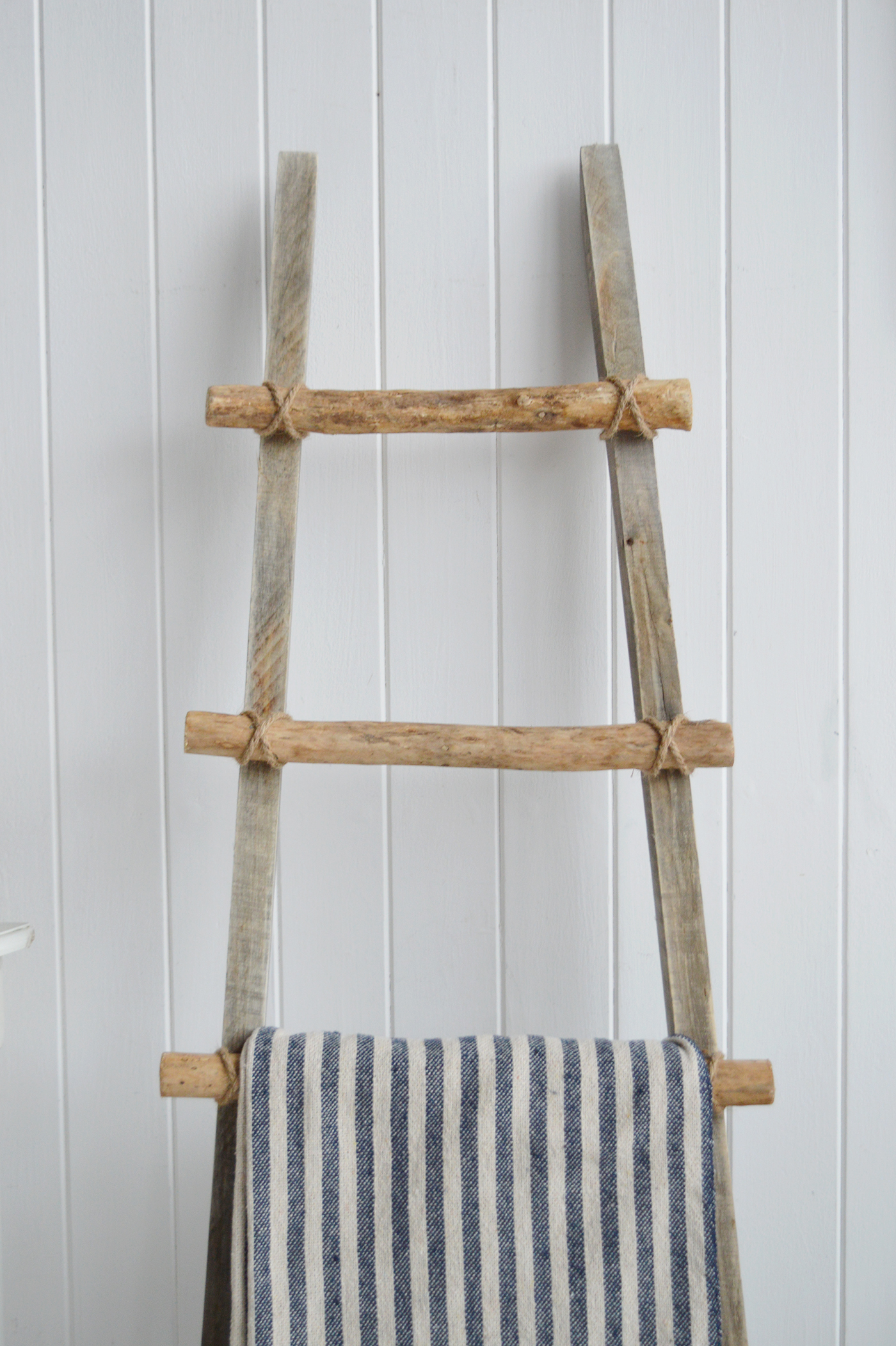 Grey Wooden Ellington blanket ladder - coastal, beach house and Hamptons furniture for the bathroom