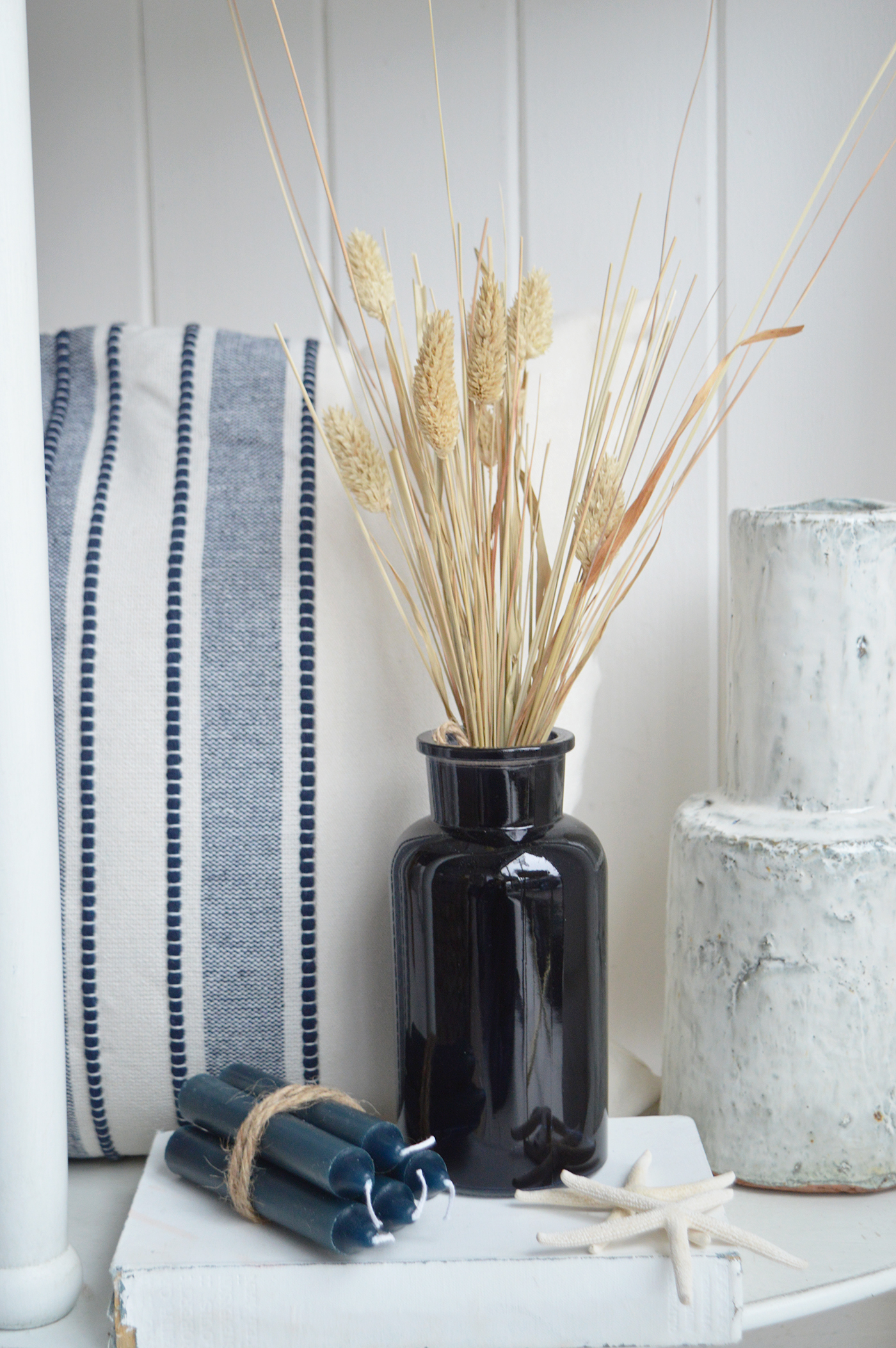 Blue and white accessories bring effortless New England style into the home.