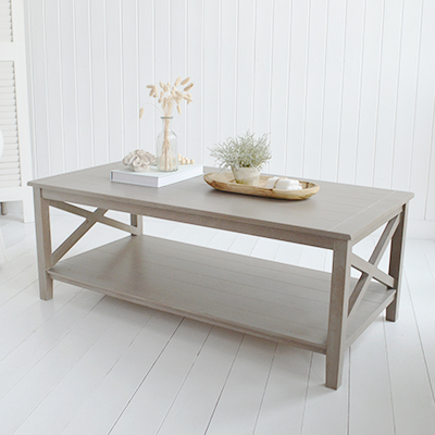 Cambridge coastal coffee table. New England furniture, coastal, modern country and farmhouse, for living room furniture and design