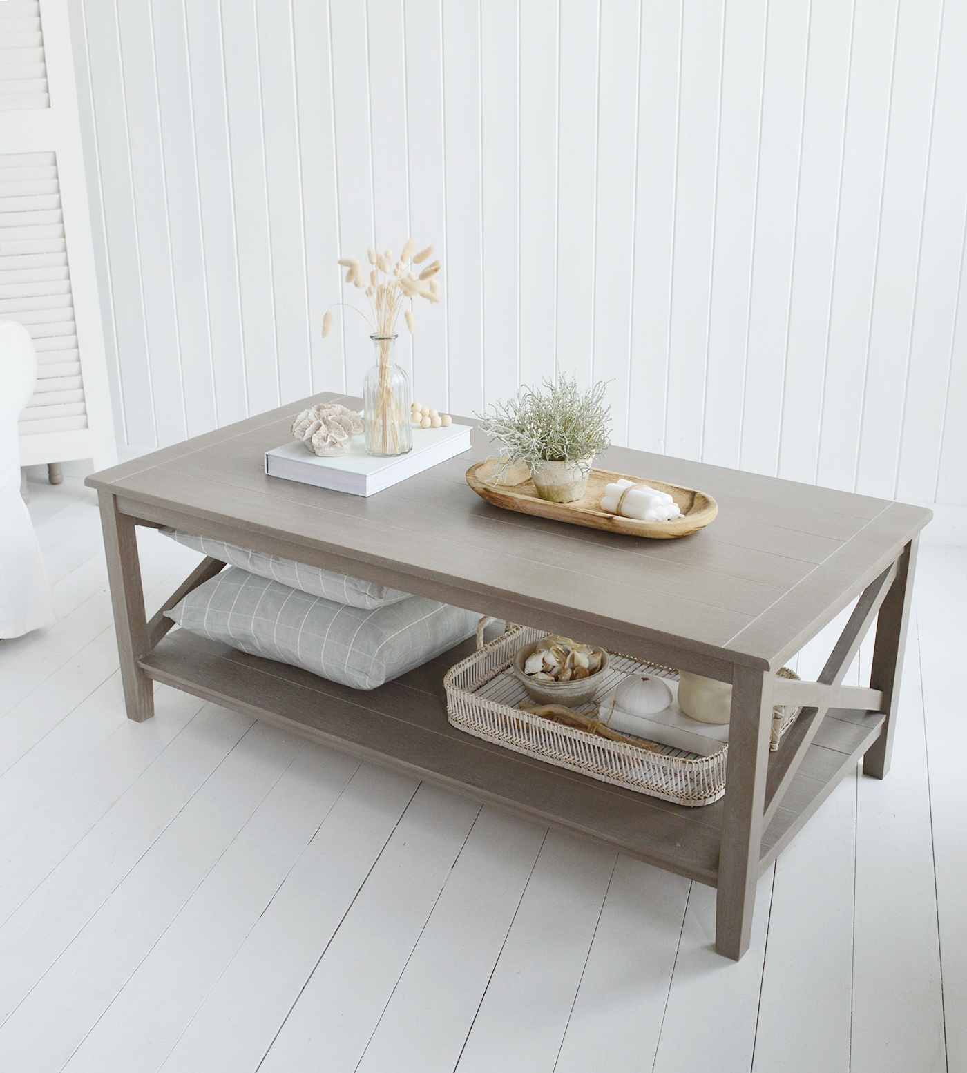 Cambridge Coffee Table in driftwood grey - New England Interiors Furniture for Coastal, Modern Farmhouse and Country Homes