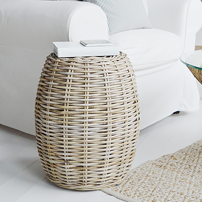 Casco Bay side willow side table or stool for from The White Lighthouse Furniture and Home Interiors for New England, country, coastal farmhouse and city homes for hallway, living room, bedroom and bathroom