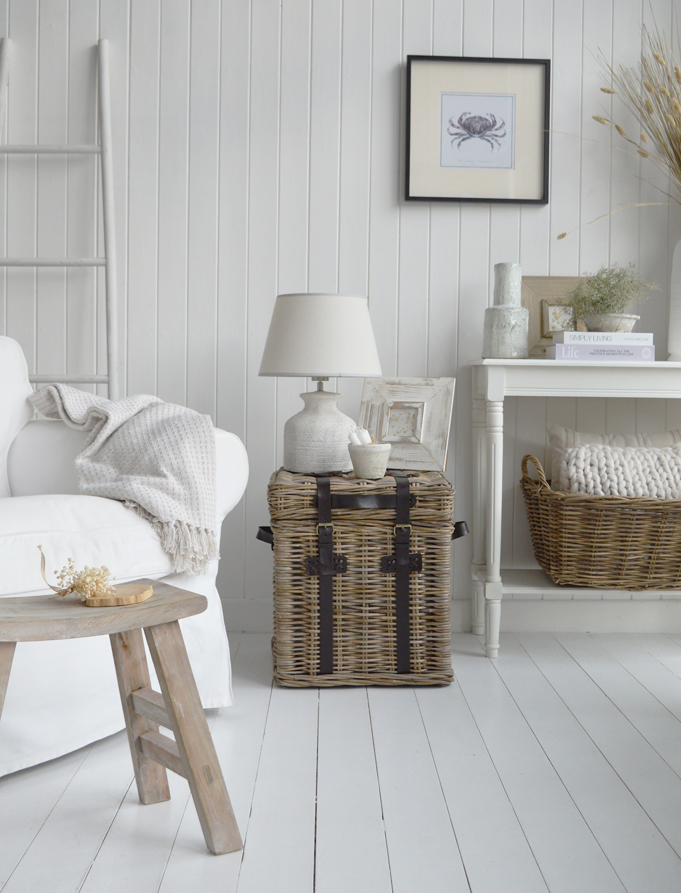 The Casco Bay side table brings natural texture and relaxed coastal character to any living space.