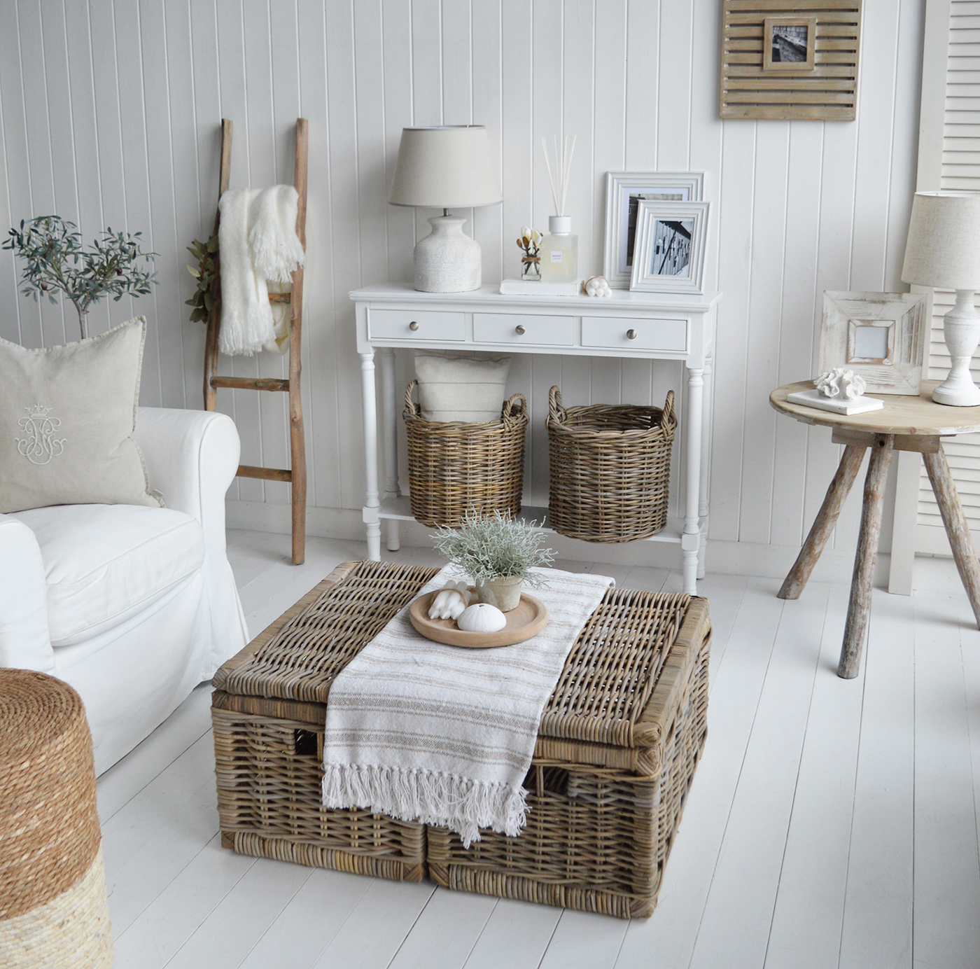 Living Room Furniture. White, New England and Coastal Style