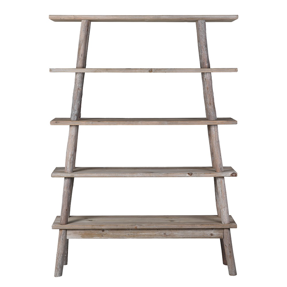 A beautifully weathered driftwood shelf unit that adds warmth, texture and practical storage to relaxed, neutral interiors.