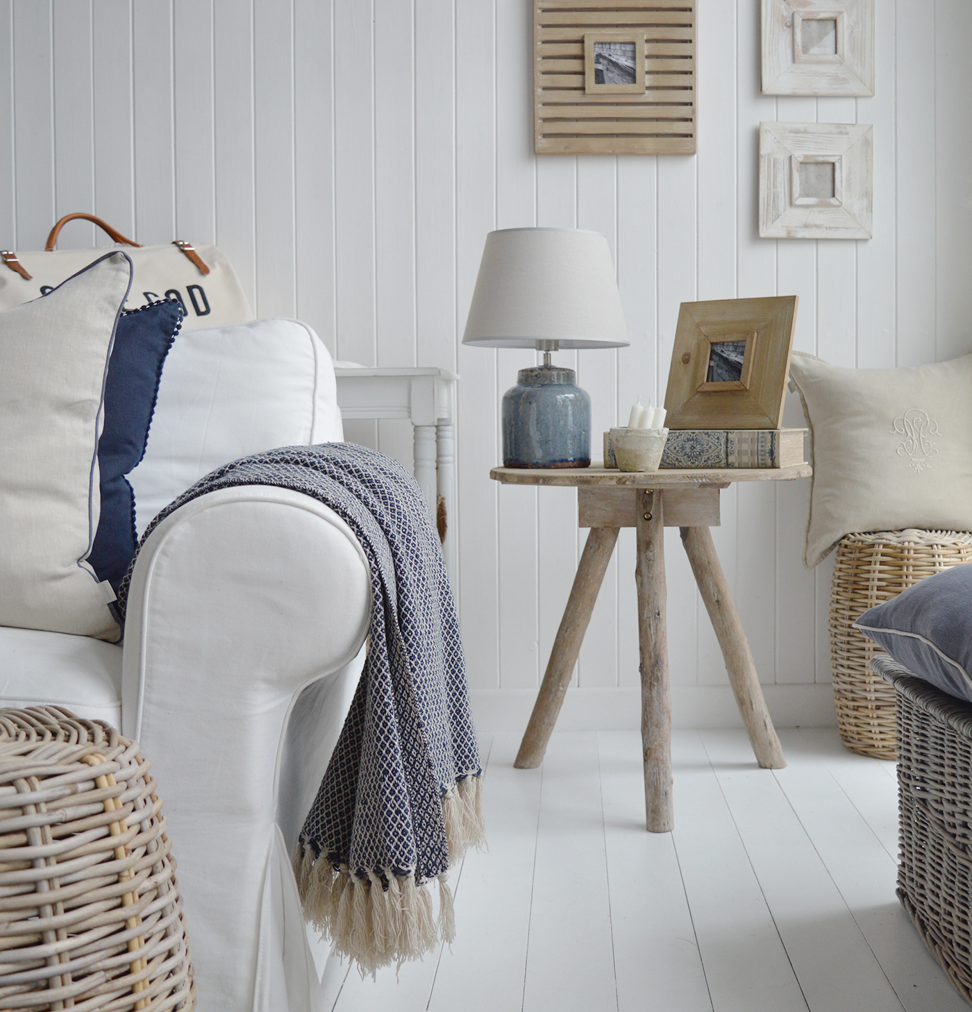 Wooden table for the neutral interiors in Modern farmhouse and country home interiors in New England homes