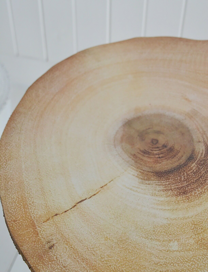 Hartford scandi nordic style side lamp table with tree trunk effect table top