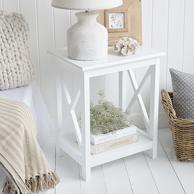 The Lexington side table is a versatile piece for bedrooms, living rooms and relaxed New England–inspired interiors.