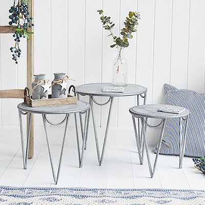 The Bethel Cove simple nest of 3 tables or white coffee table from The White Lighthouse New England Coastal and Country furniture and interiors. Bathroom, Living Room, Bedroom and Hallway Furniture for beautiful homes