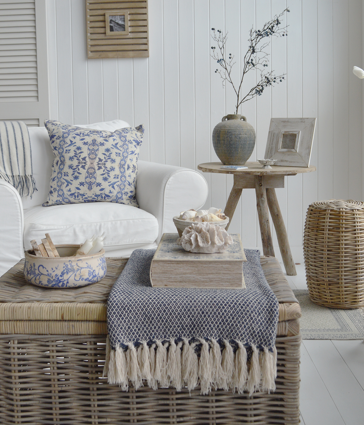 Driftwood wooden side table Modern Country Farmhouse and Coastal