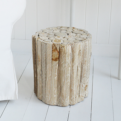 New Haven white washed driftwood table . New England modern farmhouse and coastal furniture. Beach House style interiors