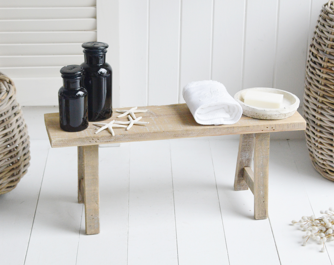 White cheap farm bench