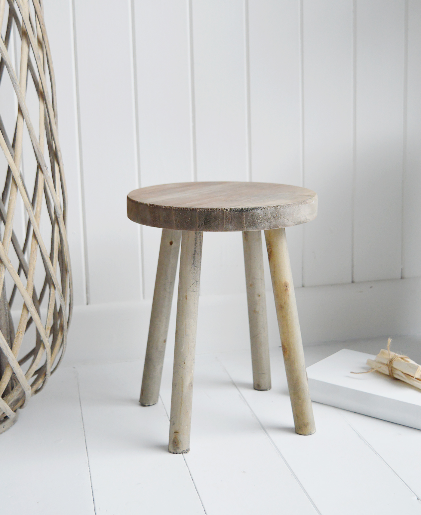 Round Wooden Stool Side Table, Round Wood Stool
