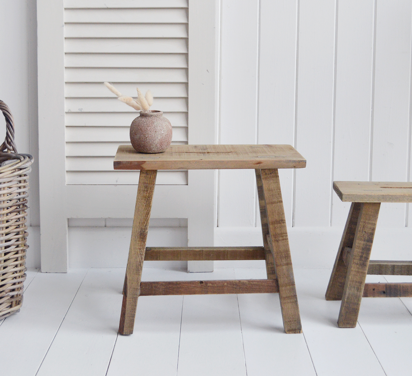 Pawtucket Grey Milking Stool - New England, Coastal, modern country and farmhouse furniture