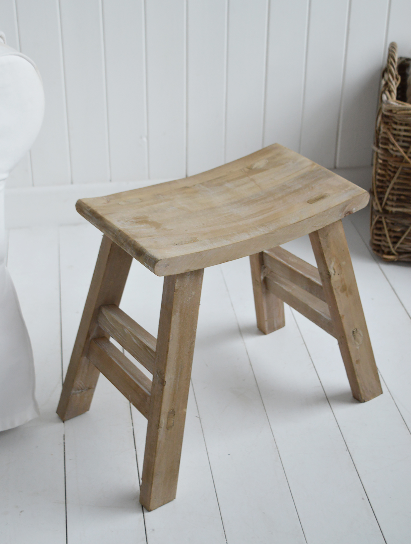 Compact Pawtucket rustic stool table for New England home décor