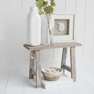 Pawtucket rustic decorative stools - New England Farmhouse and Coastal Furniture