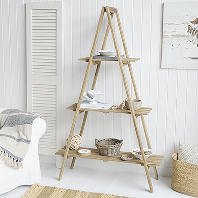 Jackson Large shelf weathered oak effect shelves A Frame for  coastal New England look furniture