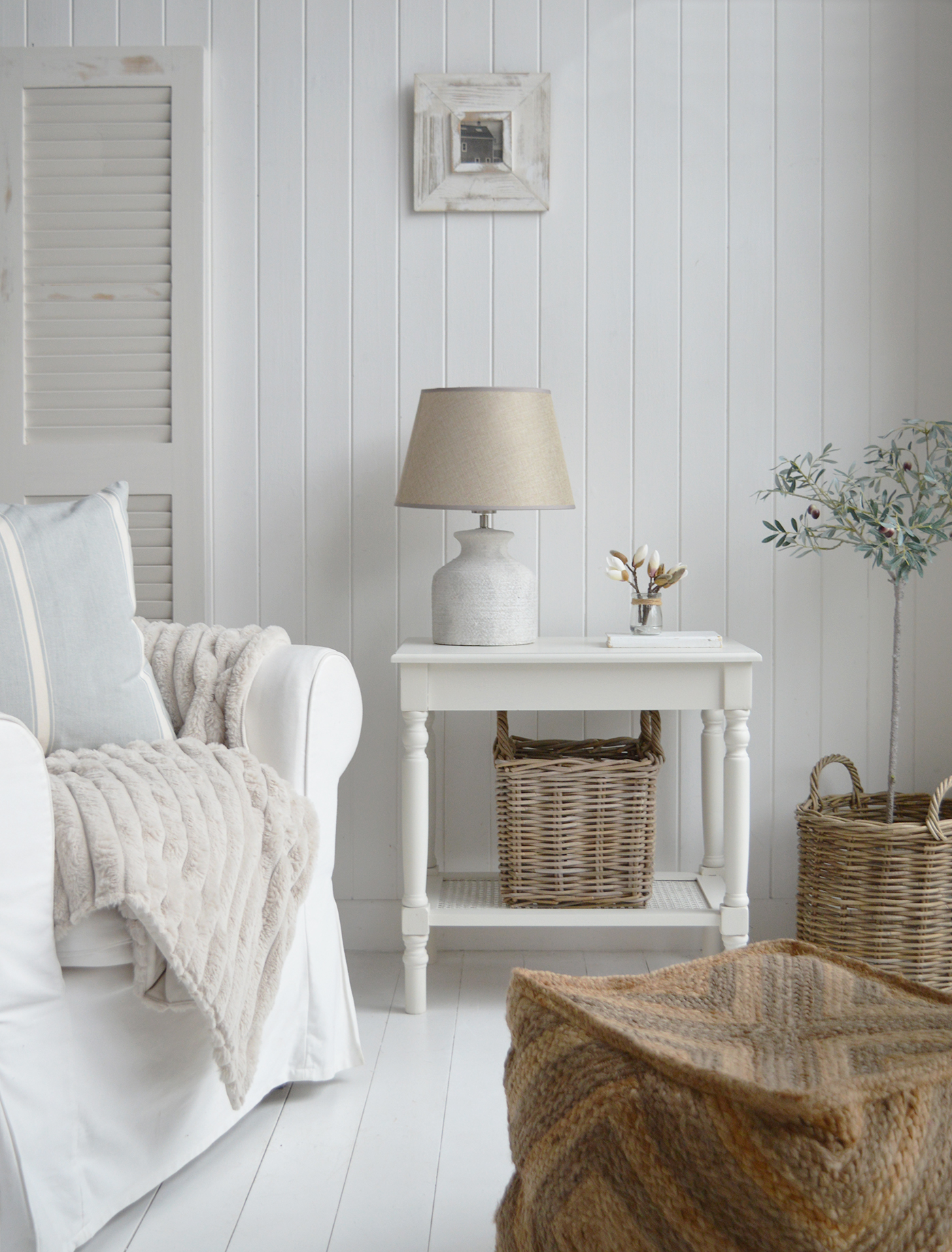 Sullivan Side or Lamp Table . Elegant New England Coastal Beach House and Modern Farmhouse Furniture