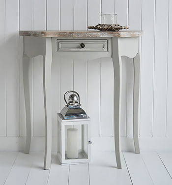 Bridgeport Grey half moon hall console sofa table