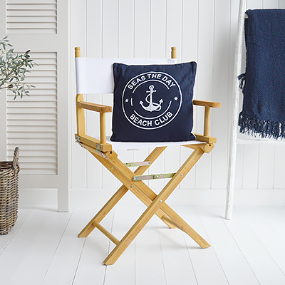 Maine White Directors Chair for coastal and country  living room furniture from The White Lighthouse. Bathroom, Living Room, Bedroom and Hallway Furniture for beautiful homes