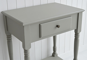 Charleston grey furniture. Table for bedside, lamp and hall for grey and white interior home furniture