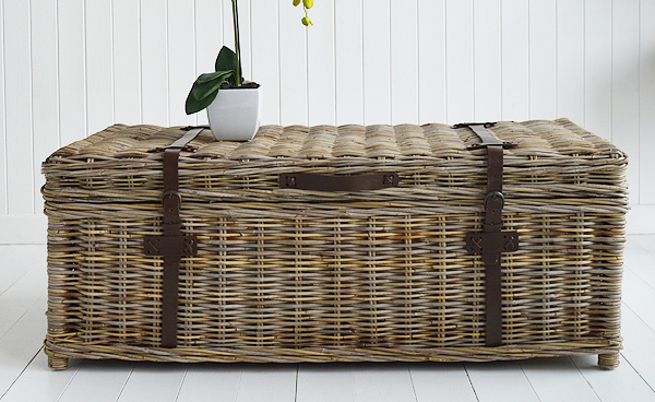 Seaside willow coffee table with storage side. In interesting piece of furniture for coastal and countryinspired homes