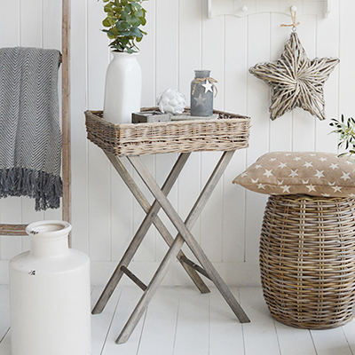 Cornwall grey willow tray folding table