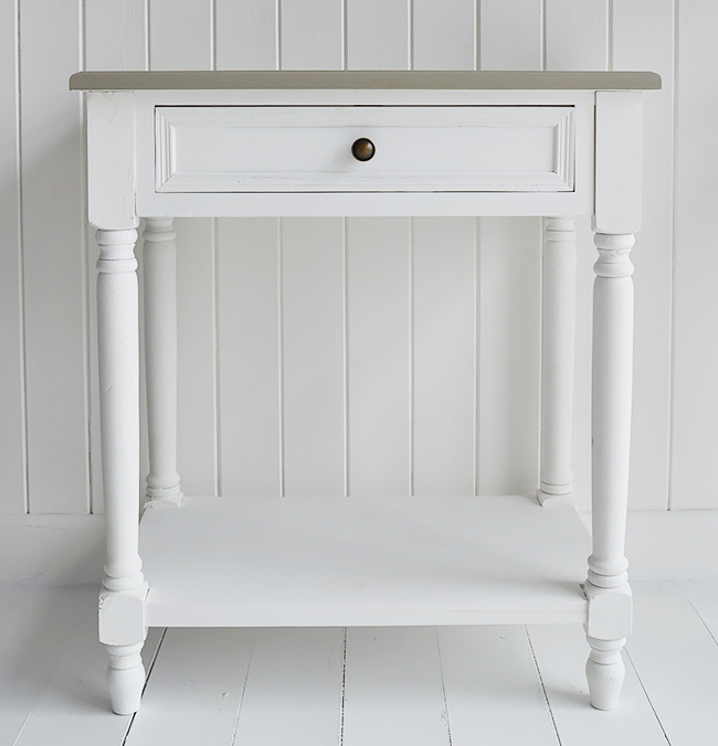 Cove Bay small console table or lamp table in grey and white