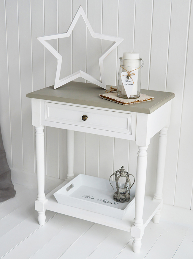 Cove Bay small console table or lamp table in white for coastal nautical living room furniture