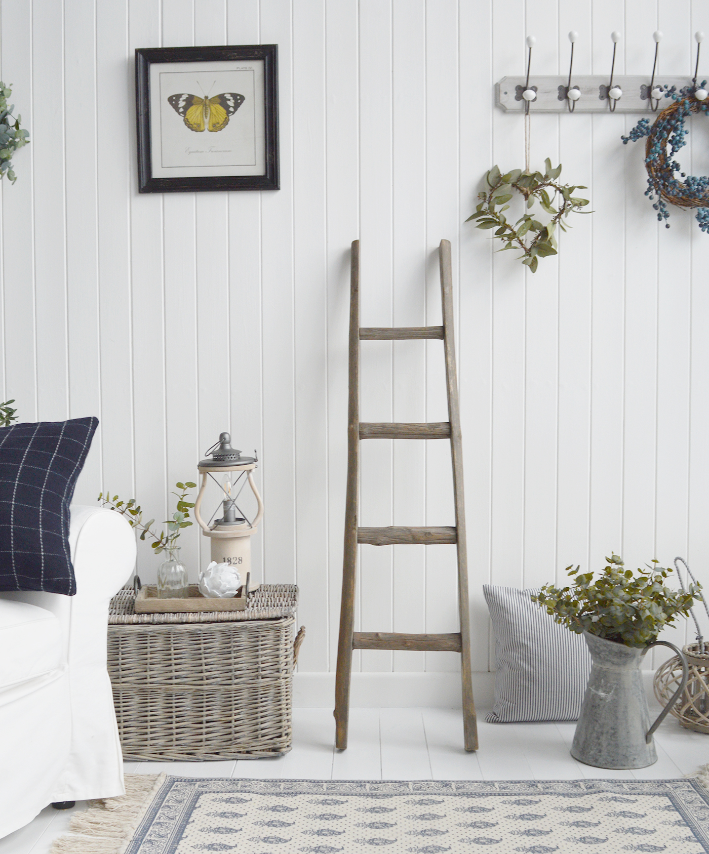 Driftwood Ladder - blankets, towels, wooden ladders from The White Lighthouse Furniture for coastal, New England interiors