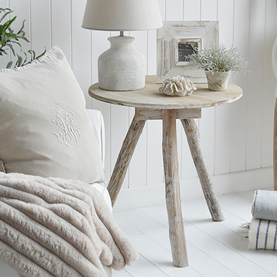 Driftwood coloured grey wooden table for coastal New England furniture