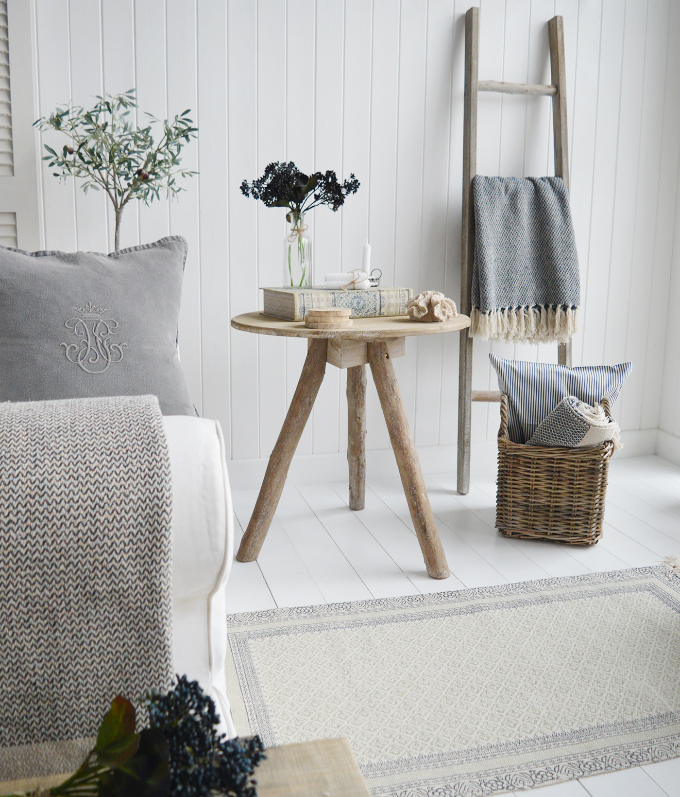 Driftwood table for coastal furniture in New England styled homes for relaxed living