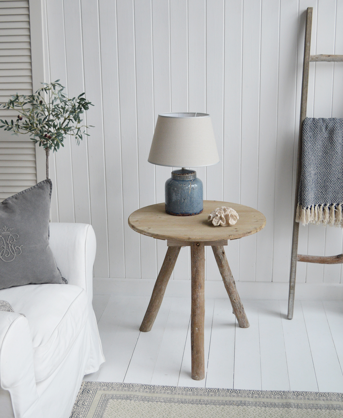 Driftwood wooden table in greyed wood for New England and coastal furniture