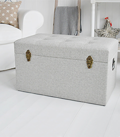 Kittery grey large trunk - coffee table living room furniture, storage trunk for the hallway or blanket box in the bedroom. Coasta, New England COuntry and City furniture and home interiors from The White Lighthouse