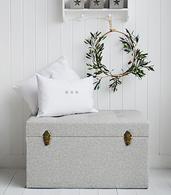 Kittery grey large trunk - coffee table living room furniture, storage trunk for the hallway or blanket box in the bedroom. Coasta, New England COuntry and City furniture and home interiors from The White Lighthouse