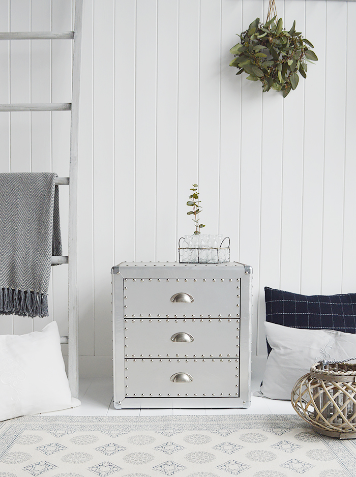 The White Lighthouse New England Furniture Style Furniture - Manhattan Silver Lamp Table for bedroom, living room, Coastal and Industrial