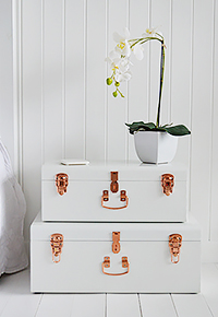 Nantuncket white trunks for bedside