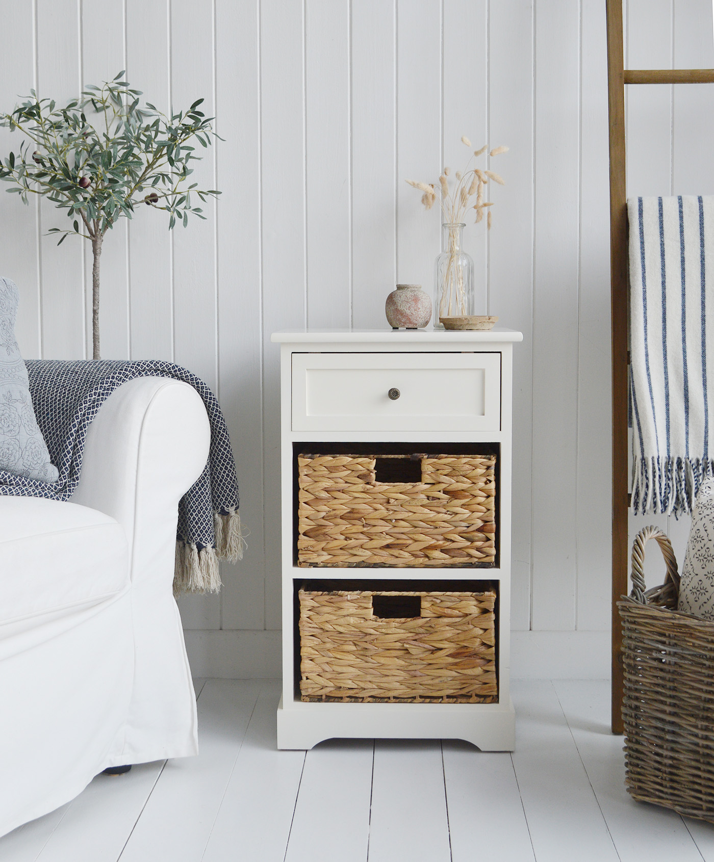 New Haven cabinet with three drawers. New England country, coastal and modern farmhouse furniture and home interiors from The White Lighthouse