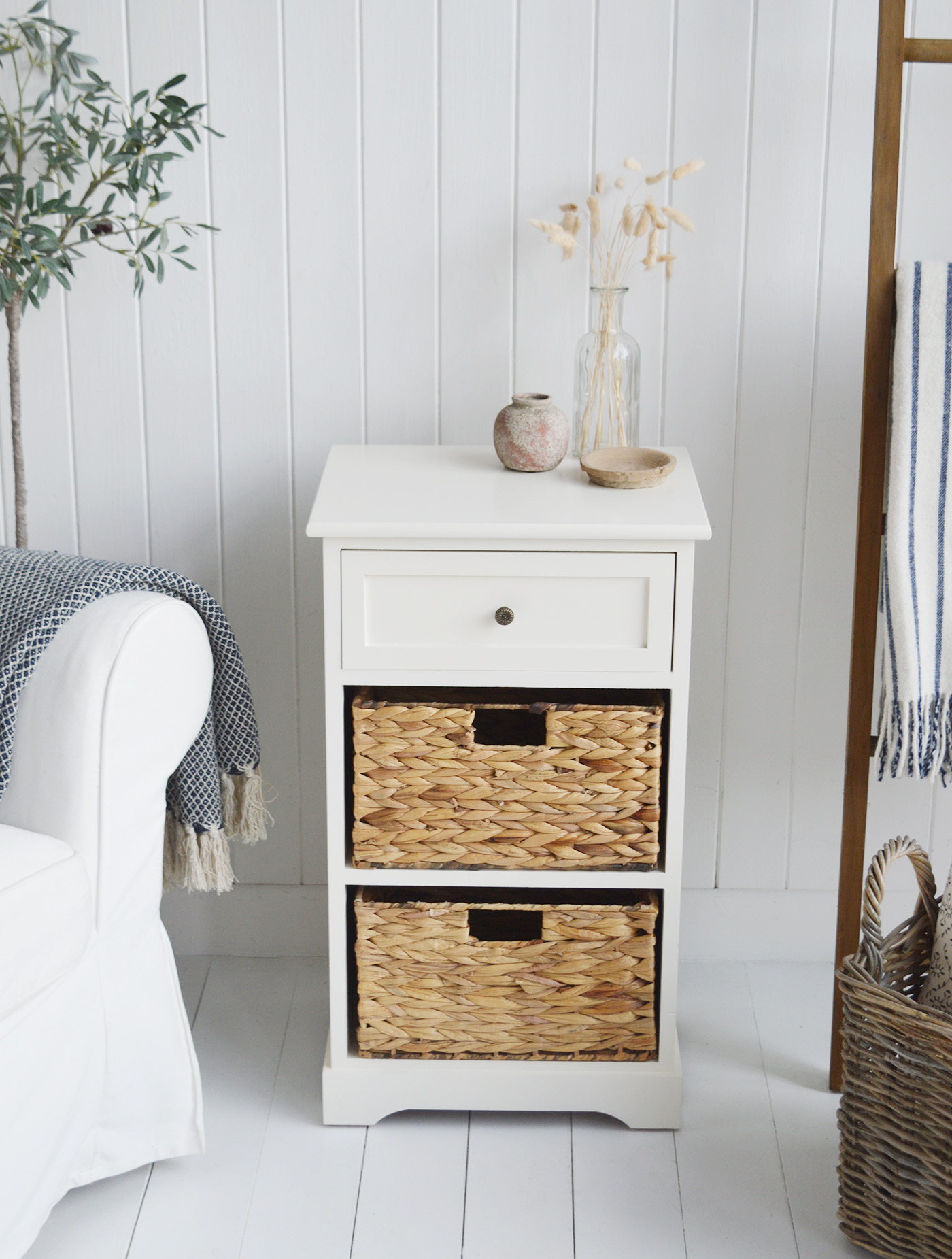New Haven cabinet with three drawers. New England country, coastal and modern farmhouse furniture and home interiors from The White Lighthouse