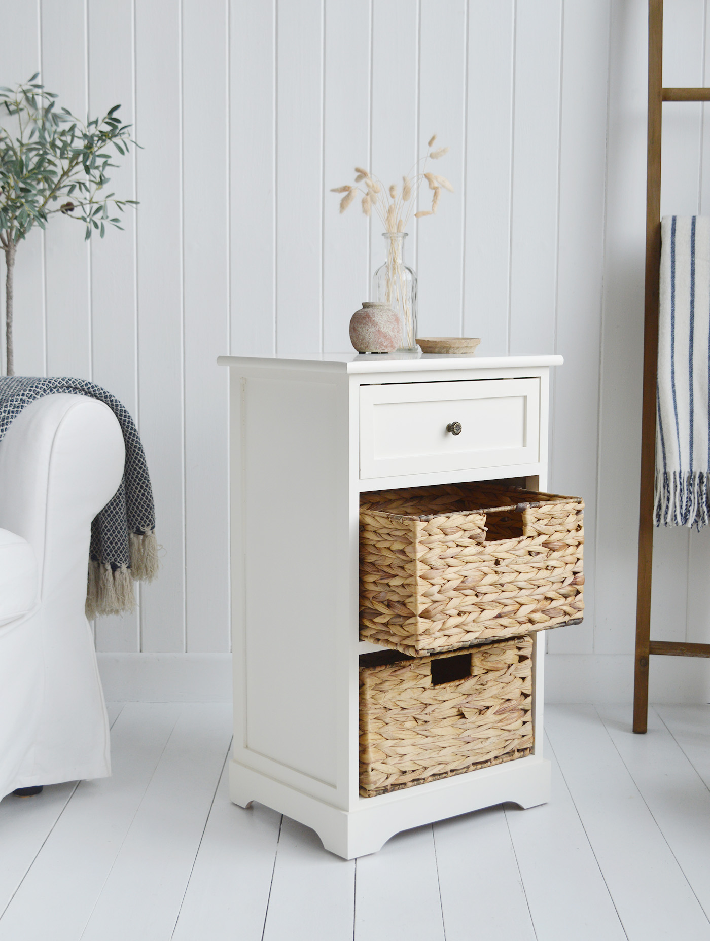 New Haven cabinet with three drawers. New England country, coastal and modern farmhouse furniture and home interiors from The White Lighthouse