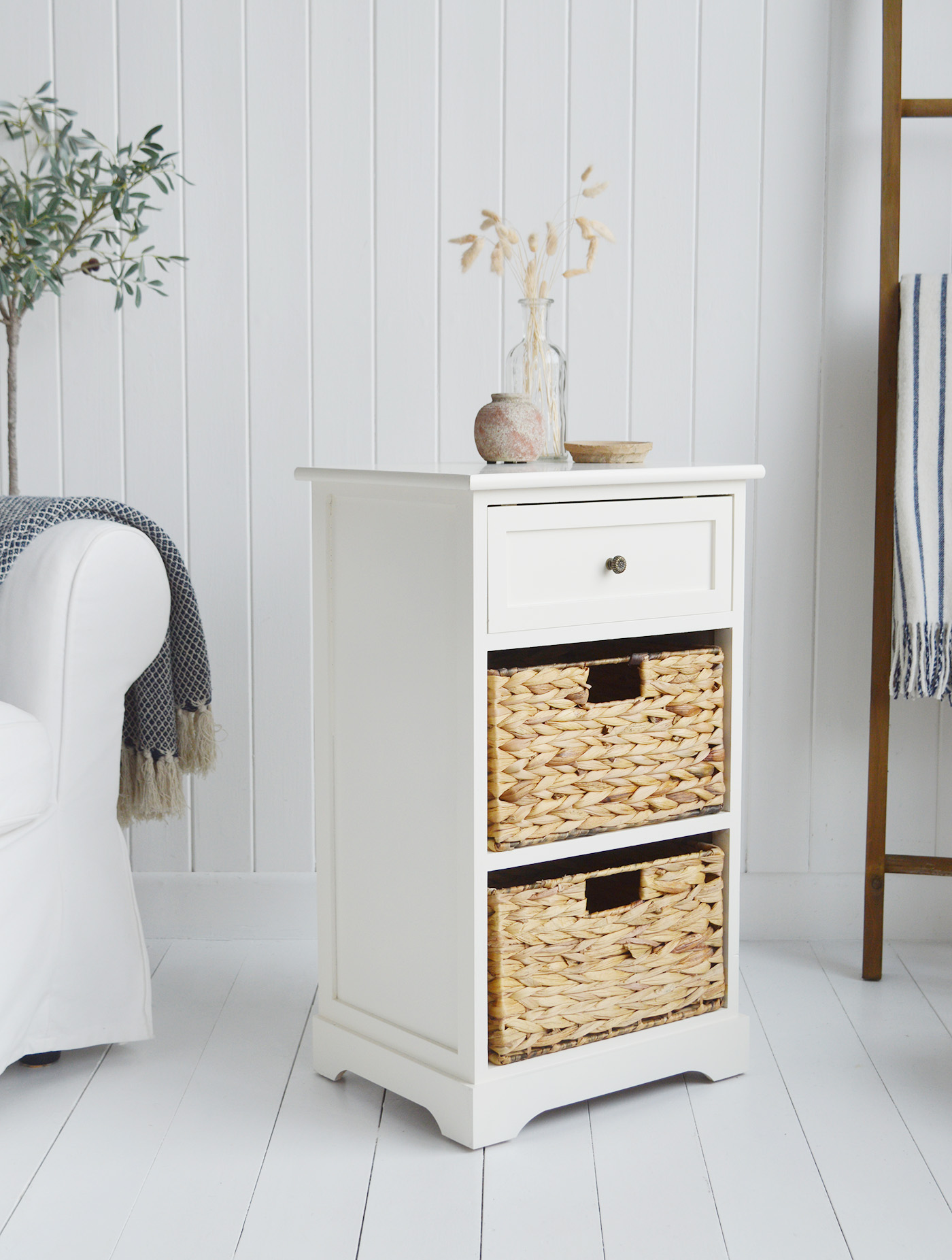 New Haven cabinet with three drawers. New England country, coastal and modern farmhouse furniture and home interiors from The White Lighthouse