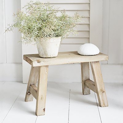 Pawtucket Decorative wood stool or New England furniture in coastal and country homes