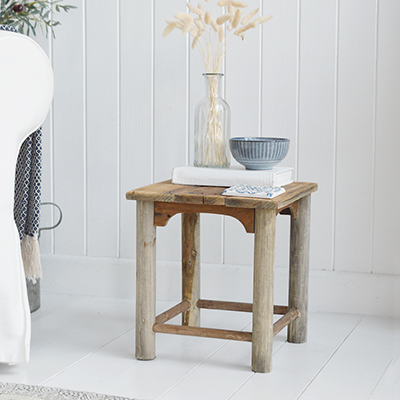 Georgetoen Rustic tall stool fro New England coastal furniture. Country and modern farmhouse home interiors