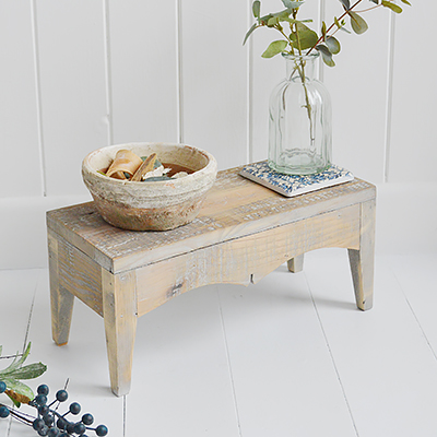 Pawtucket Decorative wood stool or New England furniture in coastal and country homes
