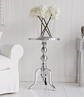 Polished metal ribbed lamp side table