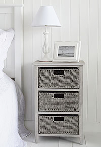 St Ives grey bedside table with 3 drawers