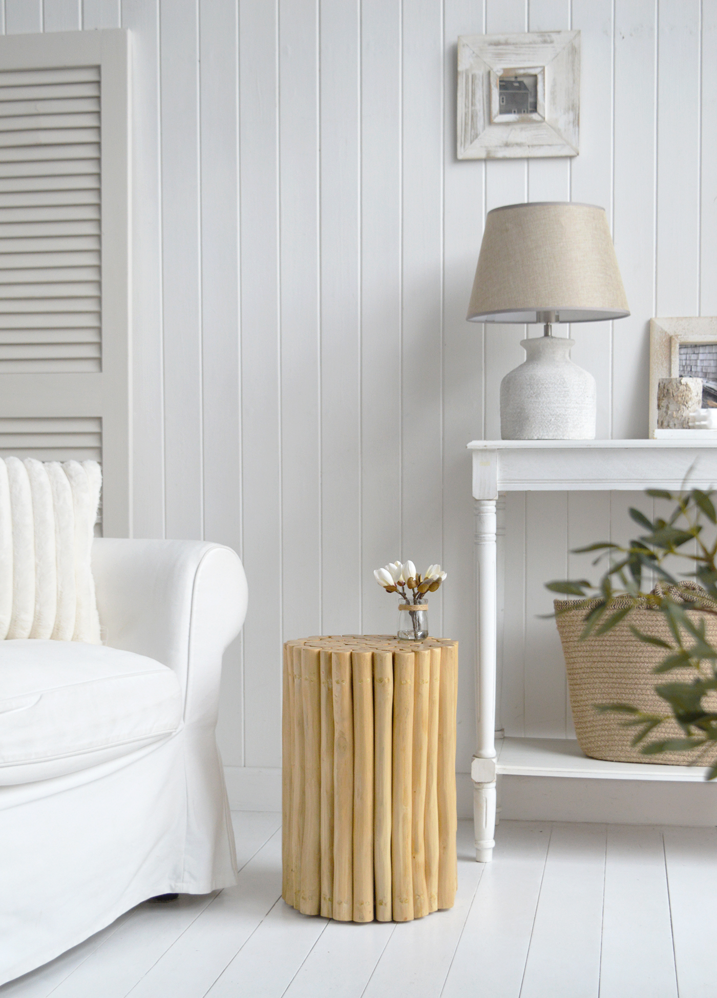 Harrington teak stool, furniture for Hamptons Coastal and Beach House living rooms