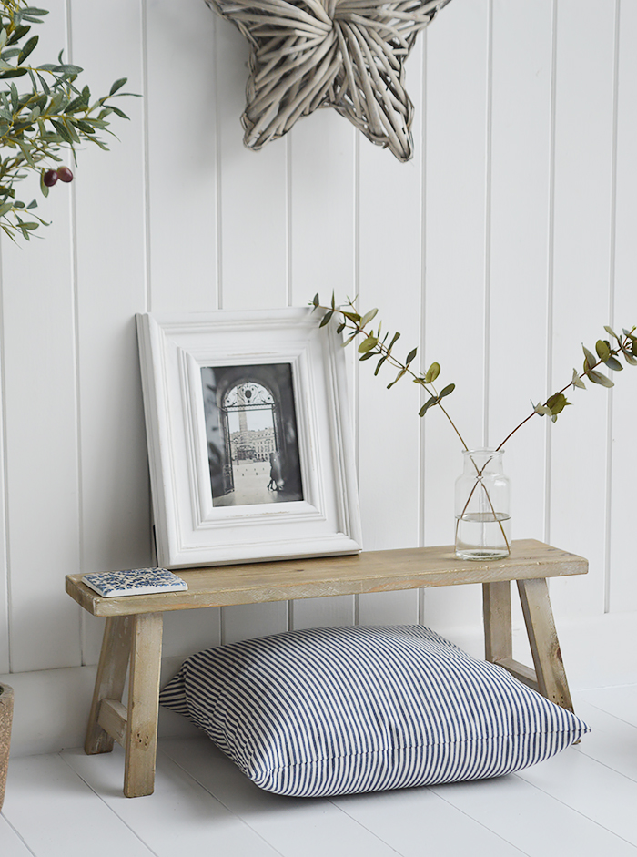 Pawtucket Grey Small Rustic Bench and Stool - Coastal, New England, Modern Farmhouse and Country Furniture